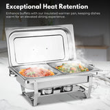 NNEDSZ GOMINIMO 9L Chafing Dish Stainless Steel Food Buffet Warmer Pan (2x4.5L Dual Trays)