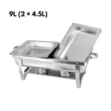 NNEDSZ GOMINIMO 9L Chafing Dish Stainless Steel Food Buffet Warmer Pan (2x4.5L Dual Trays)