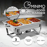 NNEDSZ GOMINIMO 9L Chafing Dish Multifunctional Stainless Steel Food Buffet Warmer Pan (3x3L Triple Trays)