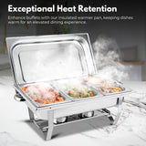 NNEDSZ GOMINIMO 9L Chafing Dish Multifunctional Stainless Steel Food Buffet Warmer Pan (3x3L Triple Trays)