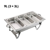 NNEDSZ GOMINIMO 9L Chafing Dish Multifunctional Stainless Steel Food Buffet Warmer Pan (3x3L Triple Trays)