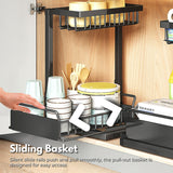 NNEDSZ 2 Tier Multi-purpose Under Sink Storage Rack (Black)