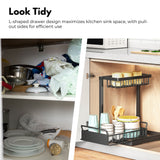 NNEDSZ 2 Tier Multi-purpose Under Sink Storage Rack (Black)