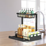 NNEDSZ 2 Tier Multi-purpose Under Sink Storage Rack (Black)