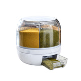 NNEDSZ 6 in 1 Rotating 360? Grain Dispenser with Lid (White)