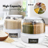 NNEDSZ 6 in 1 Rotating 360? Grain Dispenser with Lid (White)