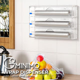 NNEDSZ 3 in 1 Acrylic Wrap Dispenser with Cutter and Labels Clear