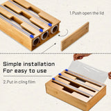 NNEDSZ 3 in 1 Bamboo Wrap Dispenser with Cutter