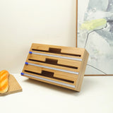 NNEDSZ 3 in 1 Bamboo Wrap Dispenser with Cutter