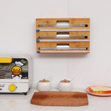 NNEDSZ 3 in 1 Bamboo Wrap Dispenser with Cutter