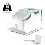 NNEDSZ Multipurpose Food Storage Container with Lids and Cup for Pet Food or Rice Grains (Green)