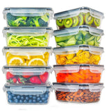 NNEDSZ 10 Pack Rectangular Airtight Food Storage Container Set (Transparent and Black)
