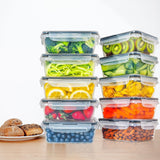 NNEDSZ 10 Pack Rectangular Airtight Food Storage Container Set (Transparent and Black)