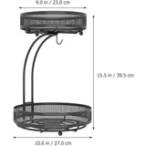 NNEDSZ GOMINIMO Detachable 2 Tier Countertop Fruit Basket Bowl with Banana Hook (Black) GO-FB-100-JTM