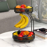 NNEDSZ GOMINIMO Detachable 2 Tier Countertop Fruit Basket Bowl with Banana Hook (Black) GO-FB-100-JTM