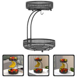 NNEDSZ GOMINIMO Detachable 2 Tier Countertop Fruit Basket Bowl with Banana Hook (Black) GO-FB-100-JTM