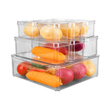 NNEDSZ 10 Pack Clear Stackable Fridge Organiser Bins with Lids (Transparent)