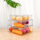 NNEDSZ 10 Pack Clear Stackable Fridge Organiser Bins with Lids (Transparent)