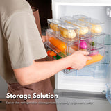 NNEDSZ 10 Pack Clear Stackable Fridge Organiser Bins with Lids (Transparent)