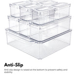 NNEDSZ 10 Pack Clear Stackable Fridge Organiser Bins with Lids (Transparent)