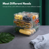 NNEDSZ 10 Pack Clear Stackable Fridge Organiser Bins with Lids (Transparent)