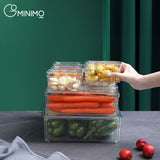 NNEDSZ 10 Pack Clear Stackable Fridge Organiser Bins with Lids (Transparent)