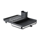 NNEDSZ Expandable Dish Drying Rack with Removable Cutlery Drainer and Utensils Holder (Black)