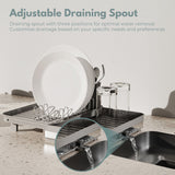 NNEDSZ Expandable Dish Drying Rack with Removable Cutlery Drainer and Utensils Holder (Black)