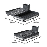 NNEDSZ Expandable Dish Drying Rack with Removable Cutlery Drainer and Utensils Holder (Black)