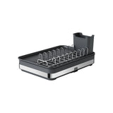 NNEDSZ Expandable Dish Drying Rack with Removable Cutlery Drainer and Utensils Holder (Black)