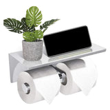 NNEDSZ 304 Stainless Steel Double Toilet Paper Roll Holder with Phone Shelf (Silver)