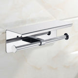 NNEDSZ 304 Stainless Steel Double Toilet Paper Roll Holder with Phone Shelf (Silver)