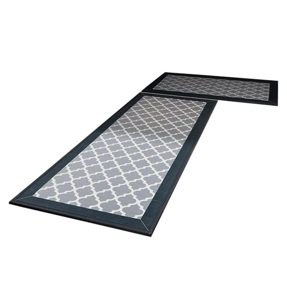 NNEDSZ 2 PCS Washable Non Slip Absorbent Kitchen Floor Mat (44x80+44x120cm, Black Lucky Clover)