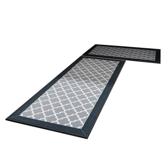 NNEDSZ 2 PCS Washable Non Slip Absorbent Kitchen Floor Mat (44x80+44x150cm, Black Lucky Clover)
