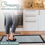 NNEDSZ 2 PCS Washable Non Slip Absorbent Kitchen Floor Mat (44x80+44x150cm, Black Lucky Clover)