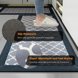 NNEDSZ 2 PCS Washable Non Slip Absorbent Kitchen Floor Mat (44x80+44x150cm, Black Lucky Clover)