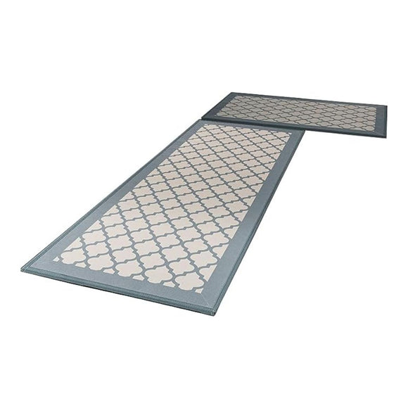 NNEDSZ 2 PCS Washable Non Slip Absorbent Kitchen Floor Mat (44x80+44x150cm, Grey Lucky Clover)