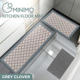 NNEDSZ 2 PCS Washable Non Slip Absorbent Kitchen Floor Mat (44x80+44x150cm, Grey Lucky Clover)