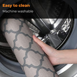 NNEDSZ 2 PCS Washable Non Slip Absorbent Kitchen Floor Mat (44x80+44x150cm, Grey Lucky Clover)
