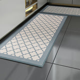 NNEDSZ 2 PCS Washable Non Slip Absorbent Kitchen Floor Mat (44x80+44x150cm, Grey Lucky Clover)