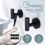 NNEDSZ GOMINIMO T-hook Stainless Steel Wall Hook 6pcs (Black)