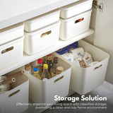 NNEDSZ 6 Pieces Plastic Storage Bins with 4 Lids (Beige)