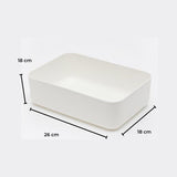 NNEDSZ 6 Pieces Plastic Storage Bins with 4 Lids (Beige)