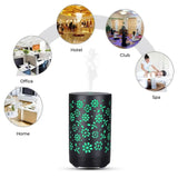 NNEDSZ GOMINIMO LED Aromatherapy Essential Oil Diffuser 100ml Metal Cover Floral Design with Light Wood Base