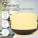 NNEDSZ GOMINIMO 5 in1 LED Aromatherapy Essential Oil Diffuser 500ml (Dark Wood Base)