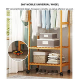 NNEDSZ Bamboo Wardrobe on Wheels 100cm