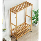 NNEDSZ Bamboo Wardrobe on Wheels 100cm
