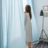 NNEDSZ Natural Linen Blended Curtains (Set of 2, W132cm x D274cm, Dark Blue)