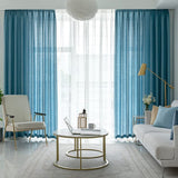 NNEDSZ Natural Linen Blended Curtains (Set of 2, W132cm x D274cm, Dark Blue)