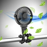 NNEDSZ 5000mAh Rechargeable Clip Fan with Flexible Tripod (Black)
